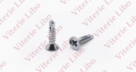 Cross recessed countersunk flat head self-drilling screws