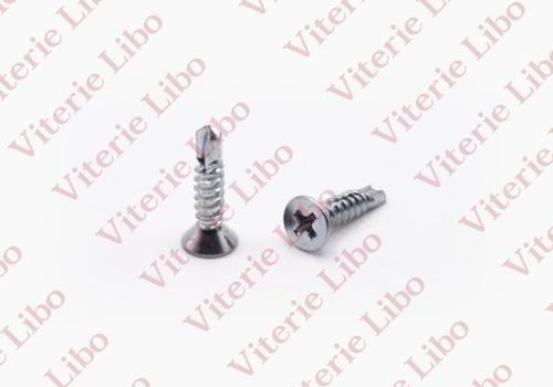 Cross recessed countersunk flat head self-drilling screws