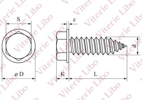 Hexagon head tapping screws with collar